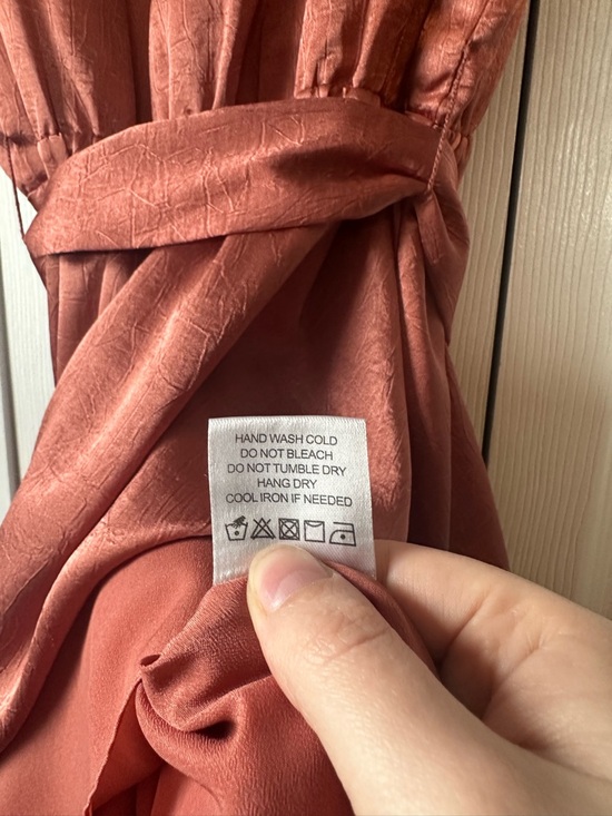 House of Harlow 1960 Copper Rust Satin Wrap Mini Dress - Picture 7 of 8